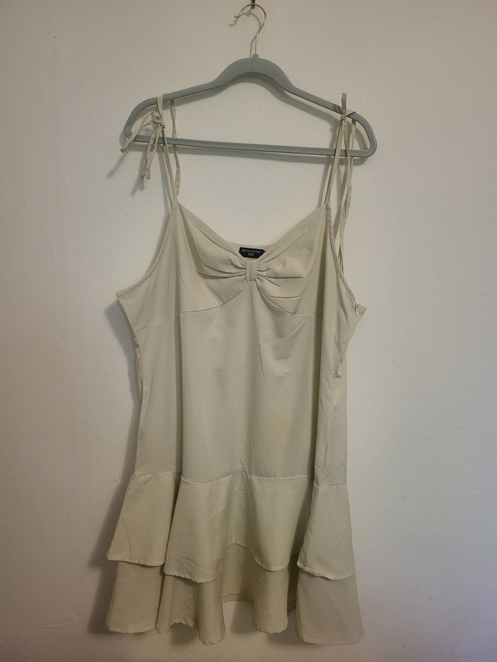 PrettyLittleThing Cream Tie-Shoulder Cami Dress